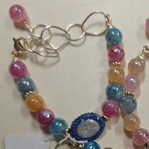 Frosted agate bracelet - Adjustable - Blue